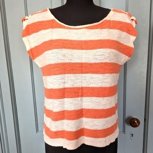 LOFT Boat Neck Salmon Striped Tee (M)